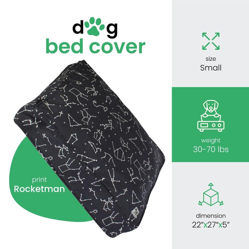 Molly Mutt Small Dog Bed Cover -Rocketman Print - Measures 22â€x27â€x5â€™â€™ - 100% Cotton - Durable - Breathable - Sustainable - Machine Washable Dog Bed Cover - Image 2
